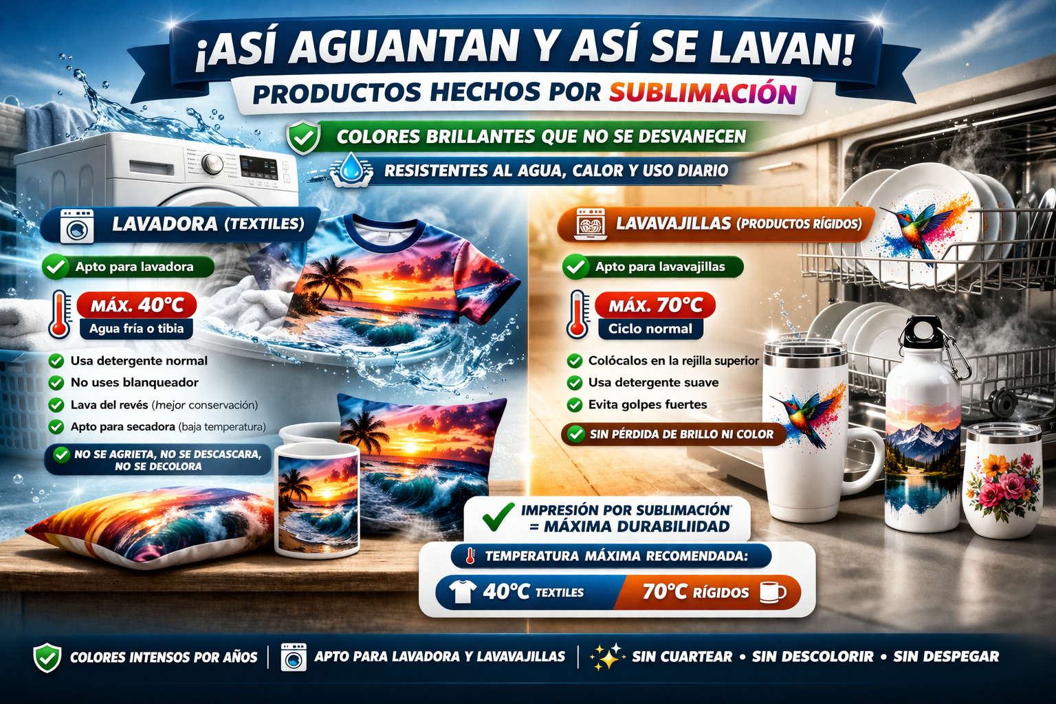 Como aguanta los lavados y el lavavajillas la sublimación